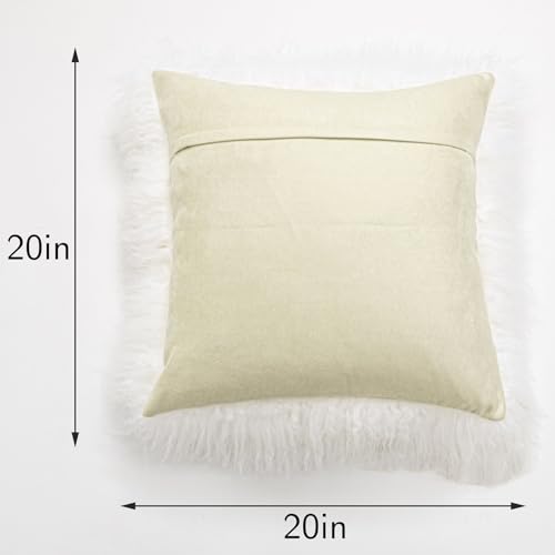 yingda1992 Mongolian Lamb Fur Throw Pillow Cover Soft Fluffy Square Cushion Pillowcase Car Accessories Decorated for Livingroom 20‘’x20‘’ - Image 2