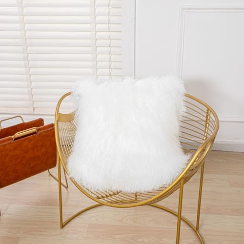 yingda1992 Mongolian Lamb Fur Throw Pillow Cover Soft Fluffy Square Cushion Pillowcase Car Accessories Decorated for Livingroom 20‘’x20‘’ - Image 5
