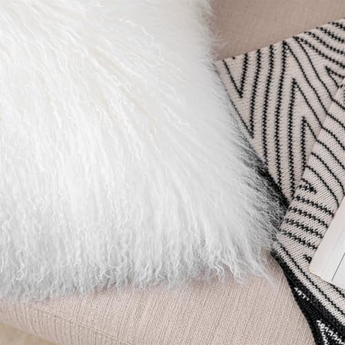yingda1992 Mongolian Lamb Fur Throw Pillow Cover Soft Fluffy Square Cushion Pillowcase Car Accessories Decorated for Livingroom 20‘’x20‘’ - Image 3