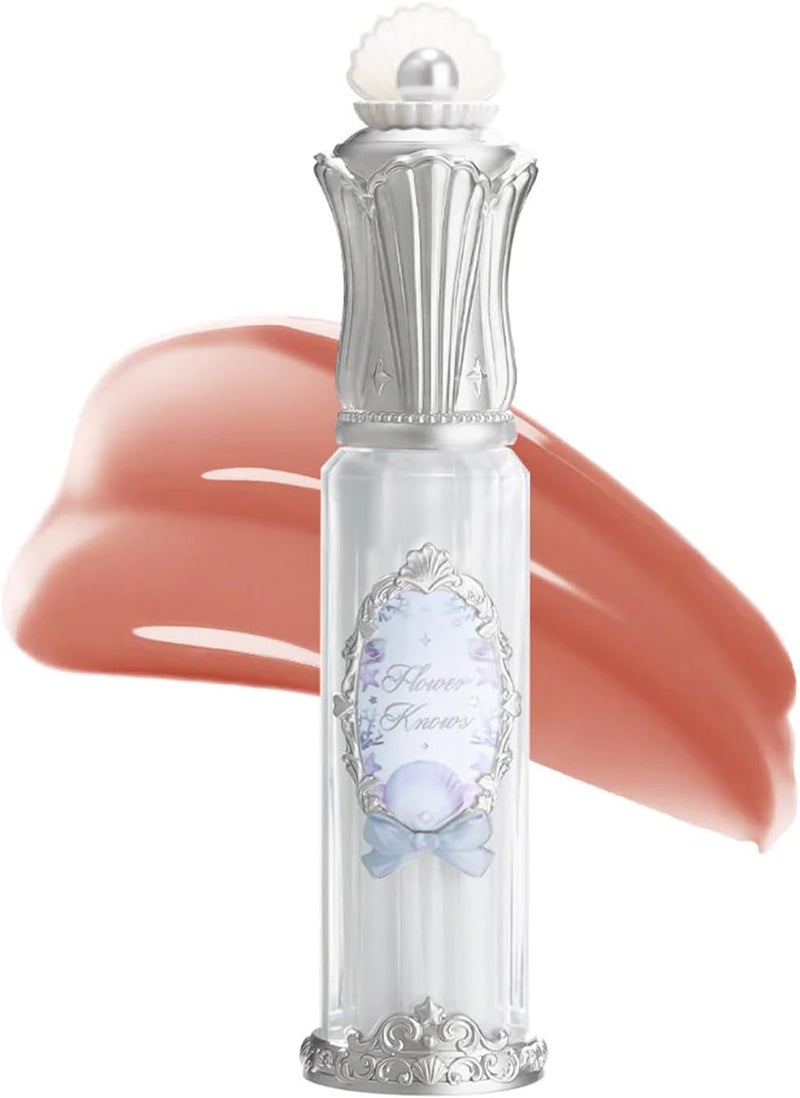 Flower Knows Shell's Jewel Nourishing Shimmer Lip Glaze - Moonlight Shimmer, Lip Oil Care & Juicy Shine, All-Day Hydration, Soft & Glistening Lips (P07 Salty Lychee, 4.8ml) - Image 1