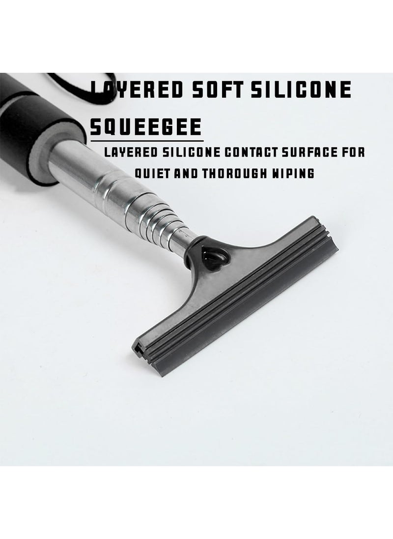 8sanlione 8sanlione Car Rearview Mirror Wiper, Retractable Auto Glass Squeegee, Water Cleaner with Telescopic Long Rod, Portable Cleaning Tool for All Vehicles, Universal Automotive Accessories (Black)  - Image 3
