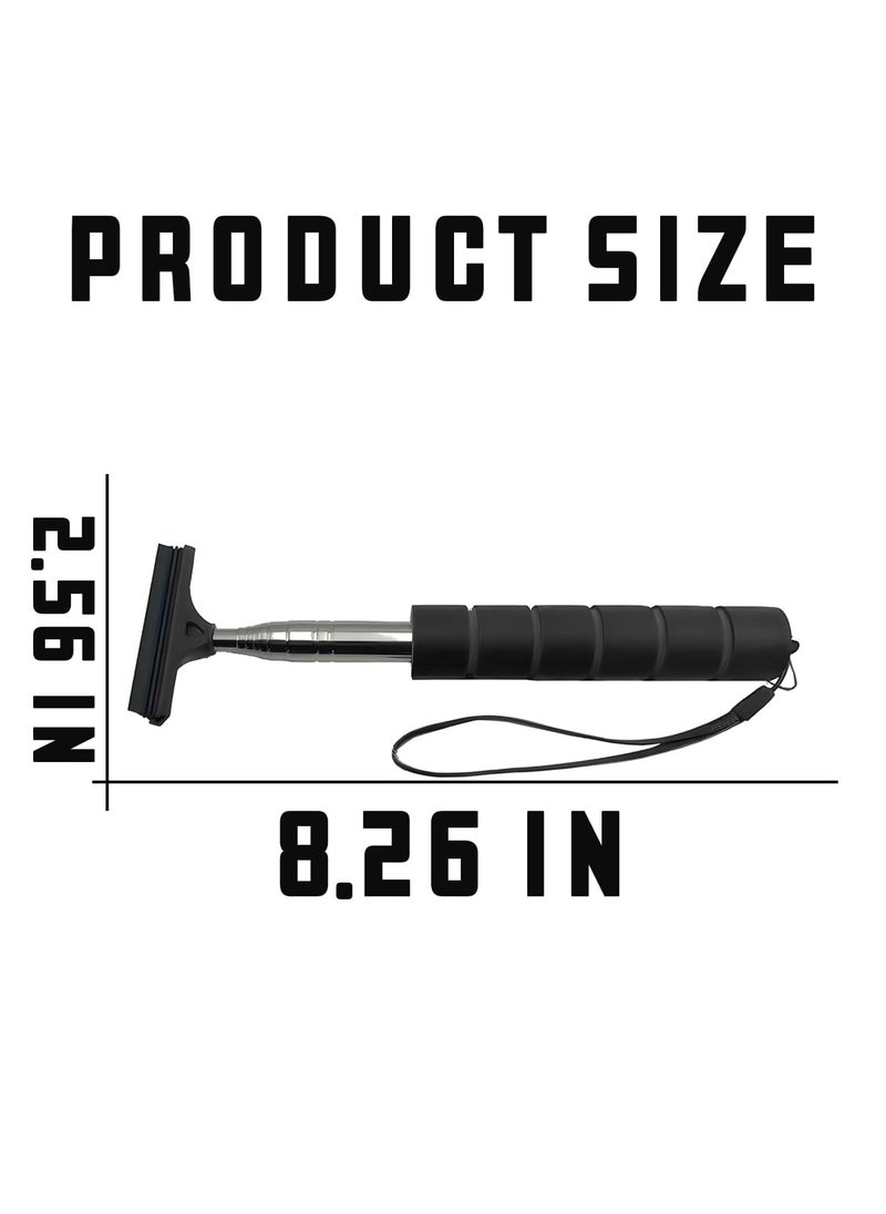 8sanlione 8sanlione Car Rearview Mirror Wiper, Retractable Auto Glass Squeegee, Water Cleaner with Telescopic Long Rod, Portable Cleaning Tool for All Vehicles, Universal Automotive Accessories (Black)  - Image 2