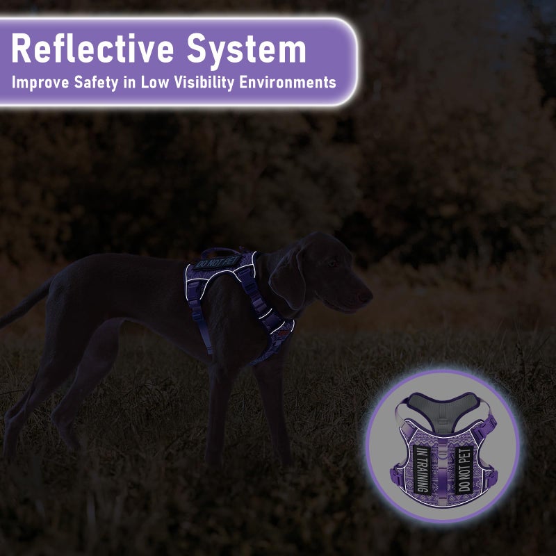 AUNZO Tactical Dog Harness for Large Dogs No Pull Easy Walking Adjustable Pet Harness Reflective K9 Working Training Easy Control Pet Vest Military Service Dog Harnesses Purple Ethnic L - Image 5