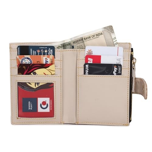 SAMTROH Small Women's Wallet -PU Leather Multi Wallets | Credit Card Holder | Coin Purse Zipper -Small Secure Card Case/Gift Wallet for Women and Girls (Tan Textured) (Cream) - Image 2