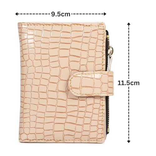 SAMTROH Small Women's Wallet -PU Leather Multi Wallets | Credit Card Holder | Coin Purse Zipper -Small Secure Card Case/Gift Wallet for Women and Girls (Tan Textured) (Cream) - Image 3