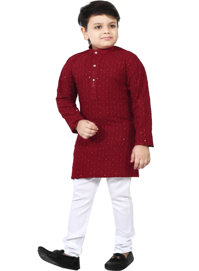BT DEZINES Maroon Kurta and Pyjama Set for Boys
