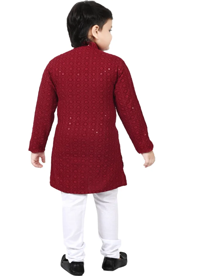 BT DEZINES Maroon Kurta and Pyjama Set for Boys