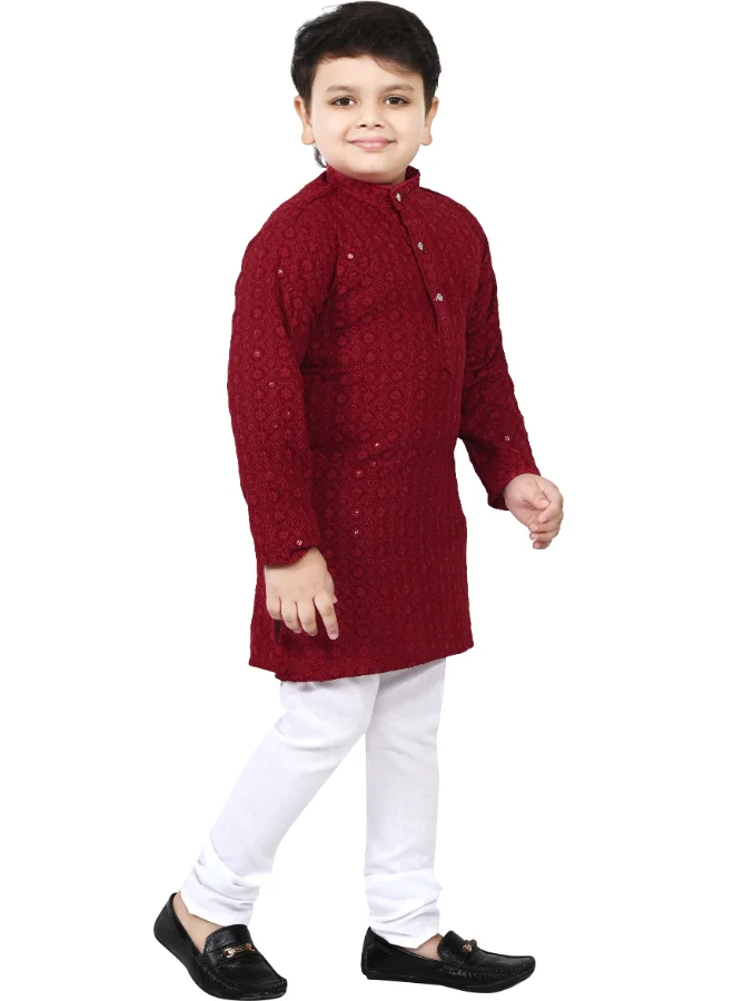 BT DEZINES Maroon Kurta and Pyjama Set for Boys
