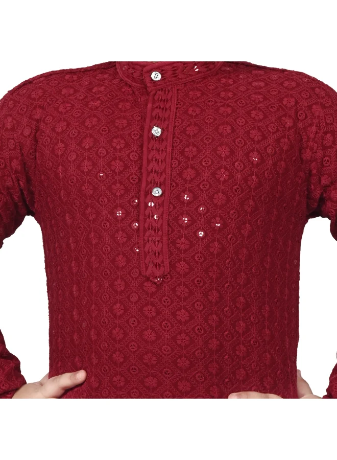 BT DEZINES Maroon Kurta and Pyjama Set for Boys