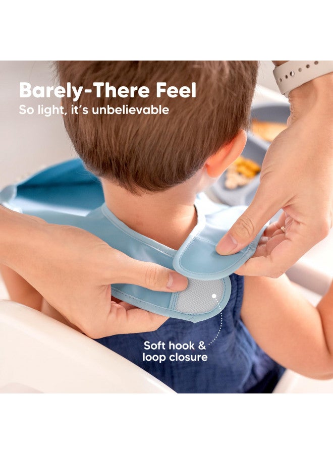 KeaBabies 3-Pack Waterproof Baby Bibs for Eating - Lightweight Baby Bib with Food Catcher, Mess Proof Toddler Bibs, Waterproof Bibs for Baby Boys, Baby Girls, Feeding Bibs, Drool Bibs, Baby Food Bibs (Basics) - Image 3