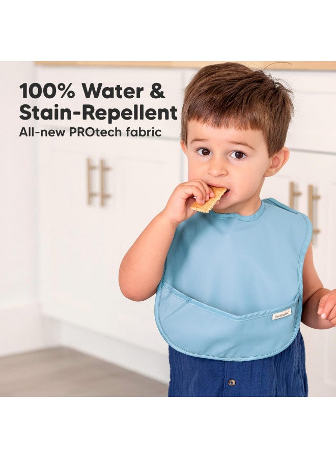 KeaBabies 3-Pack Waterproof Baby Bibs for Eating - Lightweight Baby Bib with Food Catcher, Mess Proof Toddler Bibs, Waterproof Bibs for Baby Boys, Baby Girls, Feeding Bibs, Drool Bibs, Baby Food Bibs (Basics) - Image 1