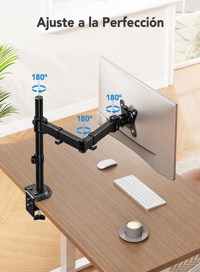 HUANUO Single Monitor Mount, Monitor Arm for 13”-32” Monitors up to 17.6 lbs, Adjustable Stand with 16” Max Height, Desk Mount with C-Clamp and Grommet Base, VESA 75x75mm or 100x100mm - Image 3