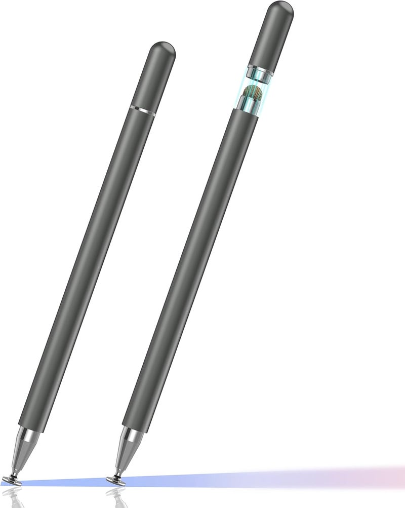 Zoye Stylus Pens for Touch Screens, High Precision and Sensitivity，2 in 1 Universal Stylus Pen for iPhone/iPad/Android/Microsoft Tablets (Siliver Grey) - Image 1