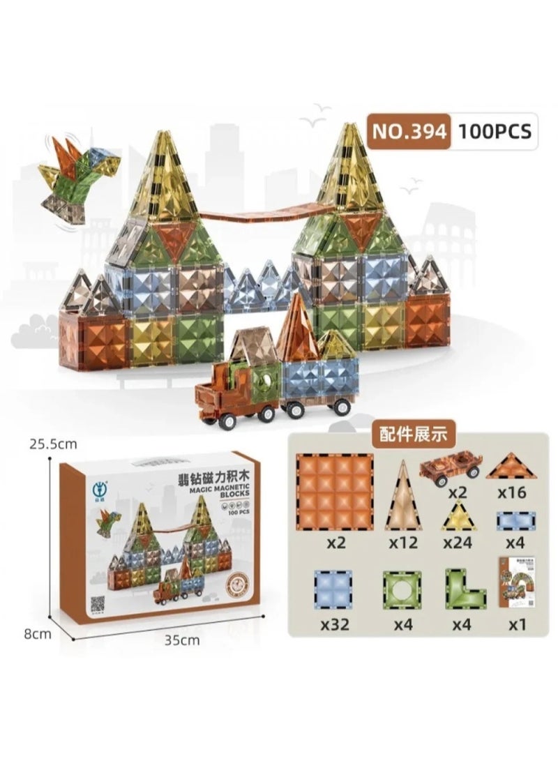 Crystal Magnetic Building Blocks – 100 Pieces - Image 2