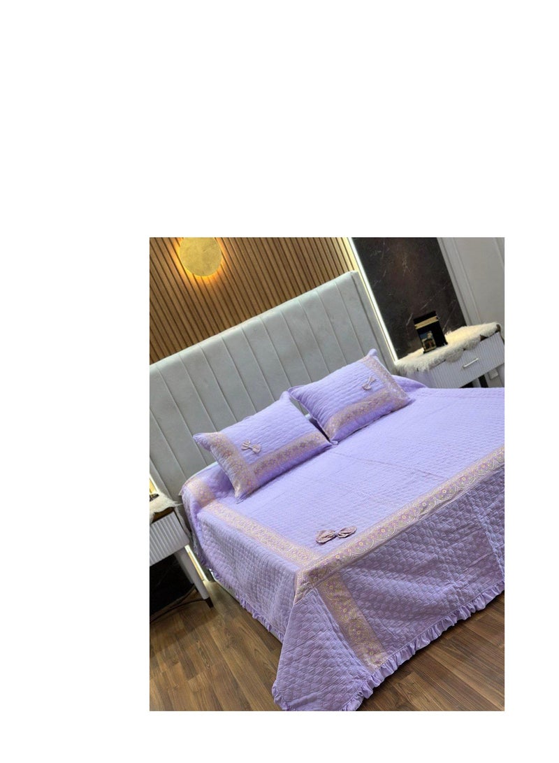 Large Coverlet with Thermal Fiber Filling and Cornices - 3 Pieces ST Luxury (Purple) - Image 3