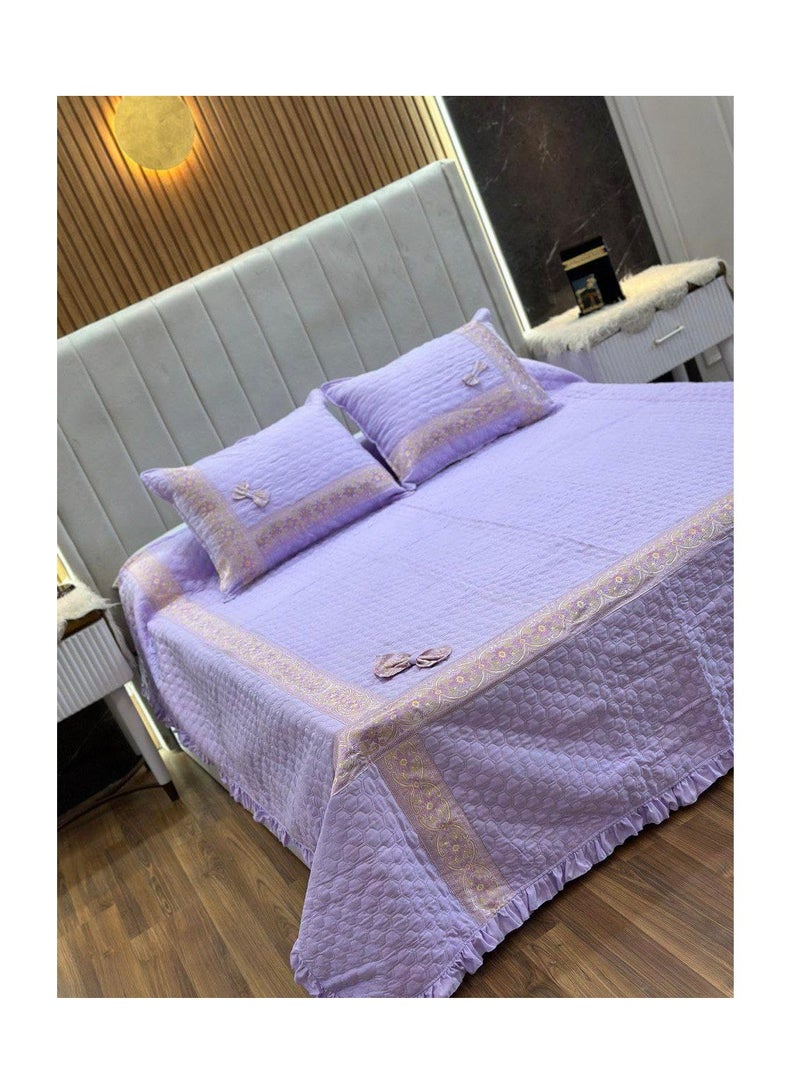 Large Coverlet with Thermal Fiber Filling and Cornices - 3 Pieces ST Luxury (Purple) - Image 4