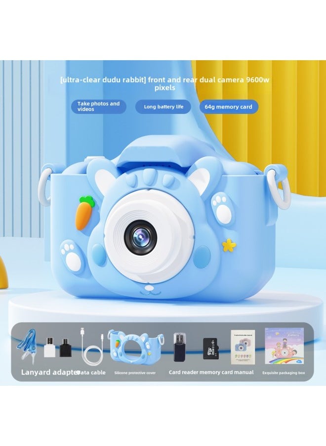 Generic Children's Camera Toys Can Be Photographed Can Be Printed Baby Birthday Gift High Pixel Video Camera-Colour: Blue Cat + 64g Card + Dual Camera + Accessory Bag Mobile Phone Mutual Transfer✅:1:n:n:0  - Image 3