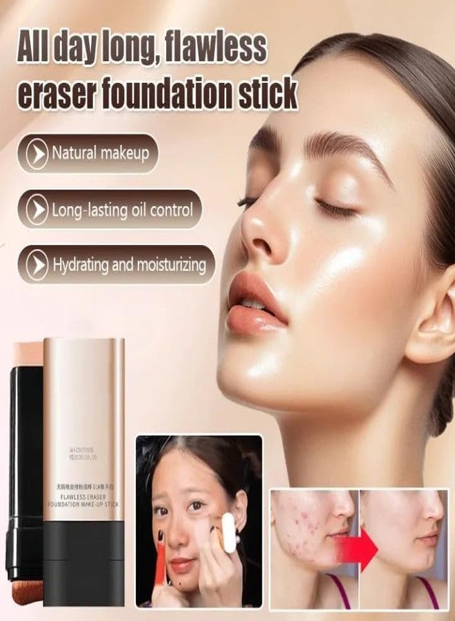 BACHUDO 2 in 1 Korean Luxury Anti-Wrinkle Foundation Stick, Long-Lasting Double Head Foundation Make Up Stick with Brush,Waterproof Concealer & Cream Base Makeup for All Skin Types (Natural, 1 PCS) - Image 4