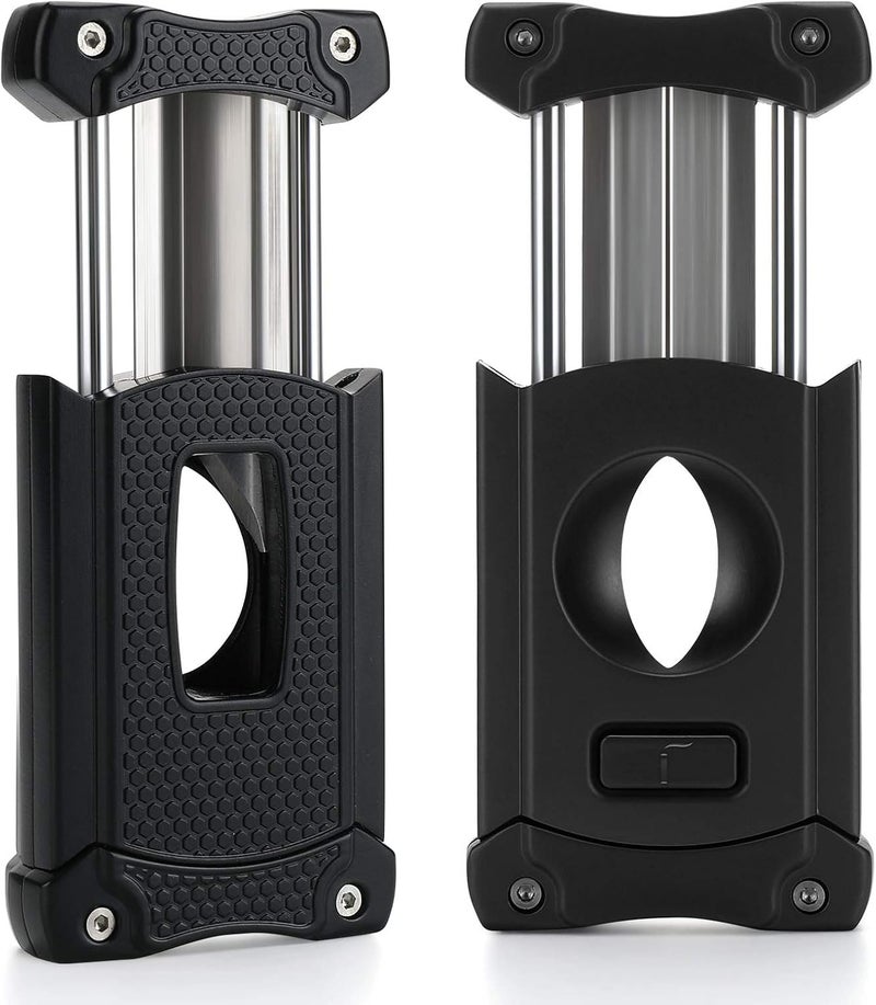 CiTree Cigar Cutter, Stainless Steel V-Cut Cigar Cutter with Build-in Cigar Puncher, Attractive Gift Box (Black) - Image 3