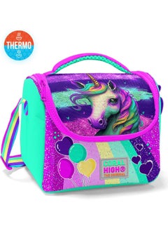 CORAL HIGH Kids Pink Water Green Unicorn Patterned Thermo Lunch Box 11758  - Image 3