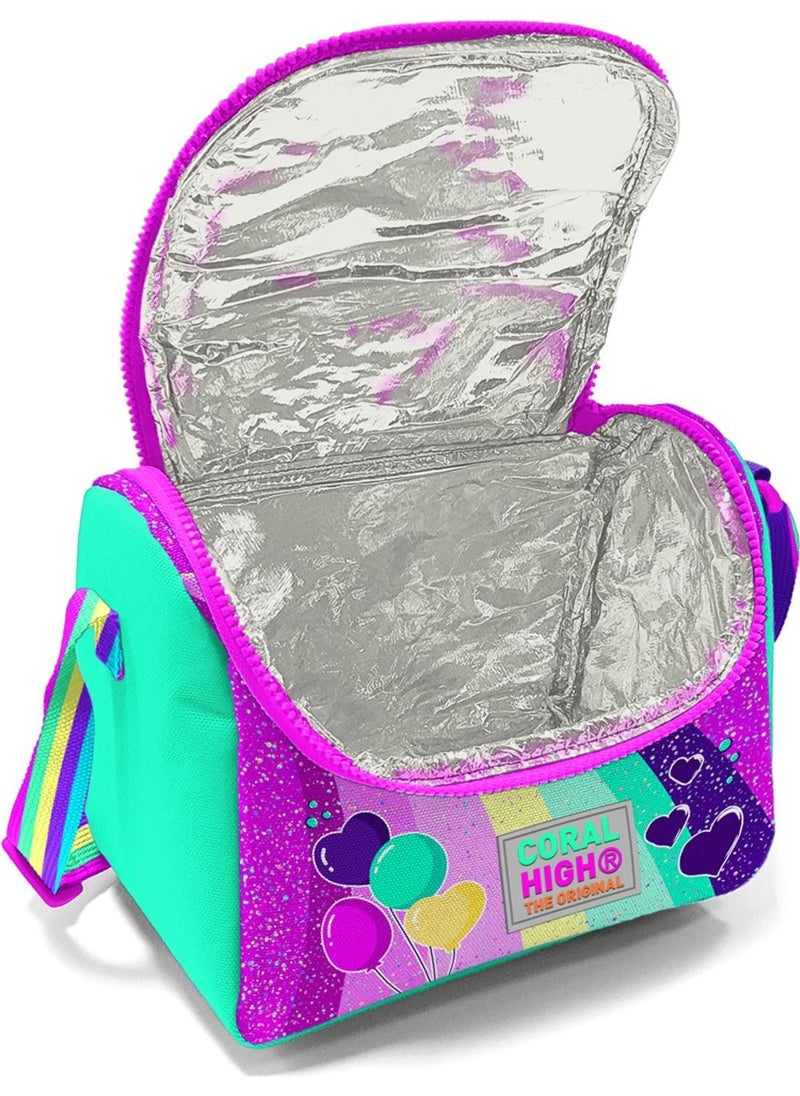CORAL HIGH Kids Pink Water Green Unicorn Patterned Thermo Lunch Box 11758  - Image 5