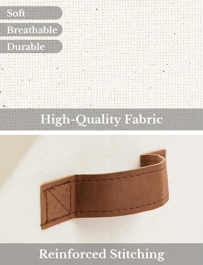 StorageWorks Closet Storage Bins, Trapezoid Organizer Box for Shelves, Fabric Clothes Bin, Foldable Organizing Baskets with Handles, Small, Ivory White, 3-Pack - Image 3