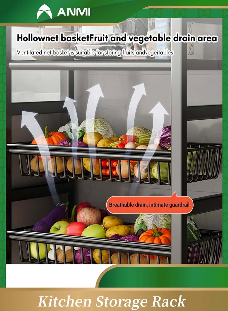 Anmi 5-Tier Kitchen Storage Shelves, Metal Shelves for Storage Pantry Shelves with Rolling Wheels, Movable Multifunctional Storage Rack, Standing Shelf Rack for Kitchen/Bedroom/Laundry Closet - Image 3