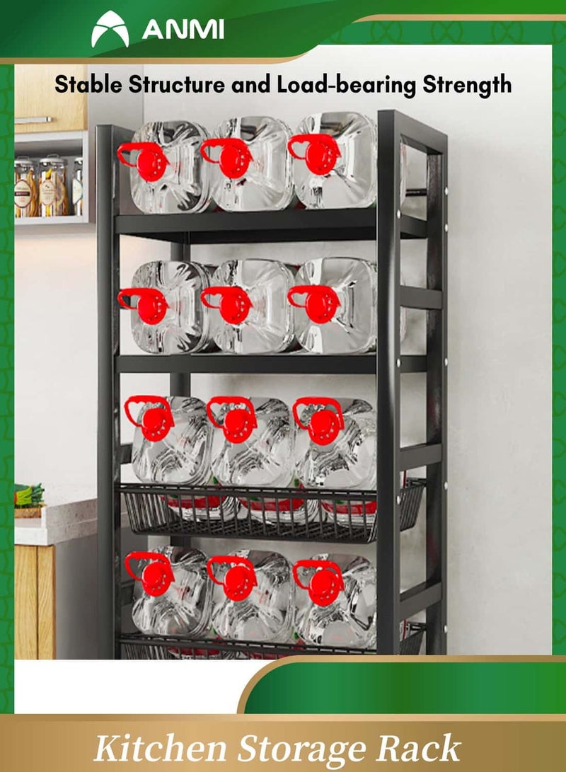 Anmi 5-Tier Kitchen Storage Shelves, Metal Shelves for Storage Pantry Shelves with Rolling Wheels, Movable Multifunctional Storage Rack, Standing Shelf Rack for Kitchen/Bedroom/Laundry Closet - Image 4