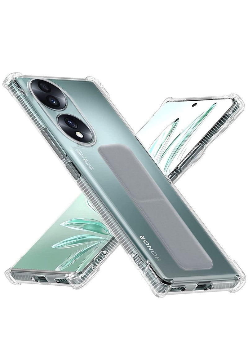 دبليو تيك غطاء وسادة هوائية بمقبض يدوي من مادة TPU لهاتف Honor 70 5G 2022 شفاف/رمادي - Image 1