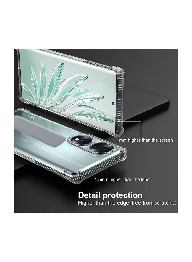 دبليو تيك غطاء وسادة هوائية بمقبض يدوي من مادة TPU لهاتف Honor 70 5G 2022 شفاف/رمادي - Image 4