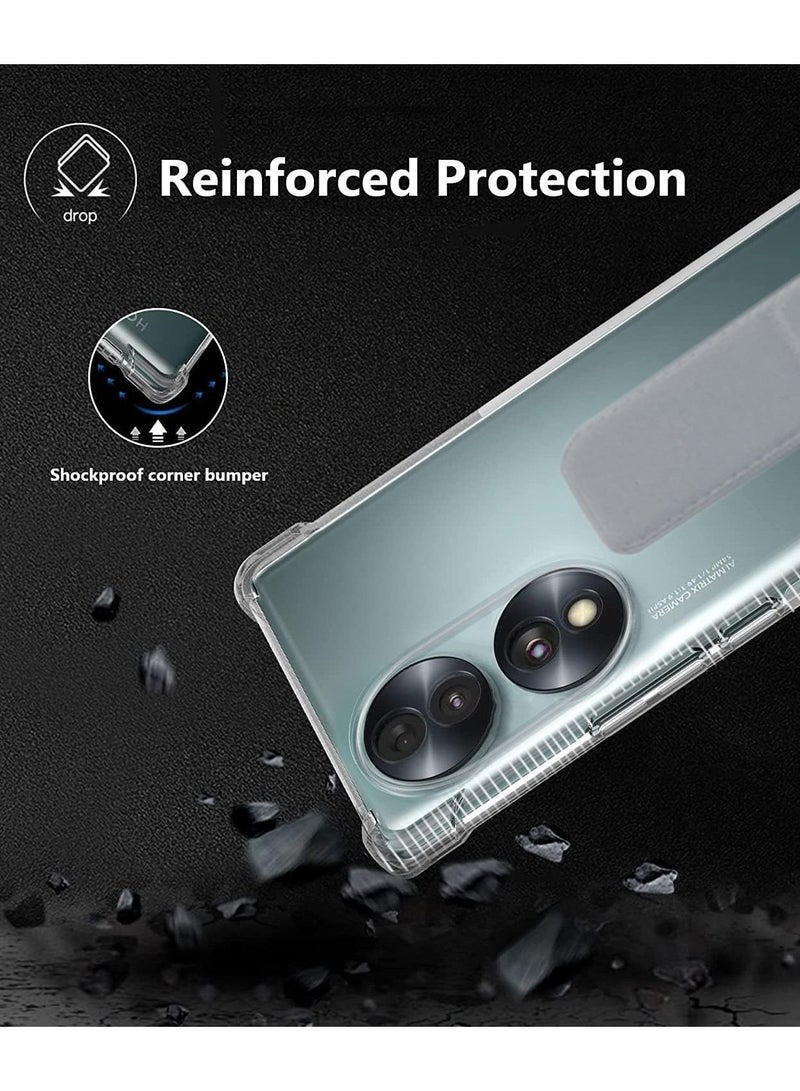 دبليو تيك غطاء وسادة هوائية بمقبض يدوي من مادة TPU لهاتف Honor 70 5G 2022 شفاف/رمادي - Image 2