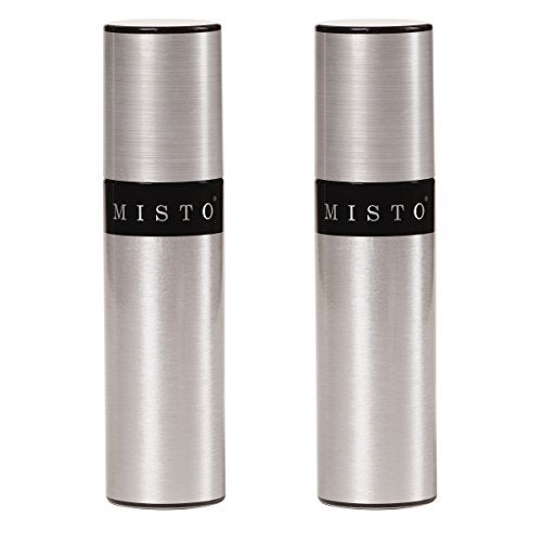 Misto Aluminum Oil Sprayer Set of 2 Versatile Refillable Aerosol Sprayers for Olive Oil Vinegar Lemon Juice Dressings and More Ideal for Cooking BBQ and Air Fryers