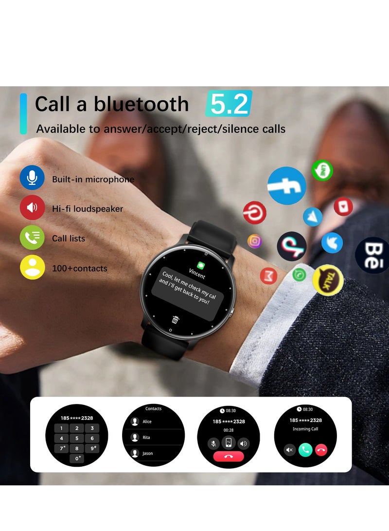 PEJE PEJE Smart Watch For Men,1.39" Display,Prayer Alerts,Arabic Support,Bluetooth Calls,IP68 Waterproof,Spo2/Hr/Sleep Tracking,123+ Sports Modes,7-Day Battery (230mah),Ios/Android. (Black)  - Image 2