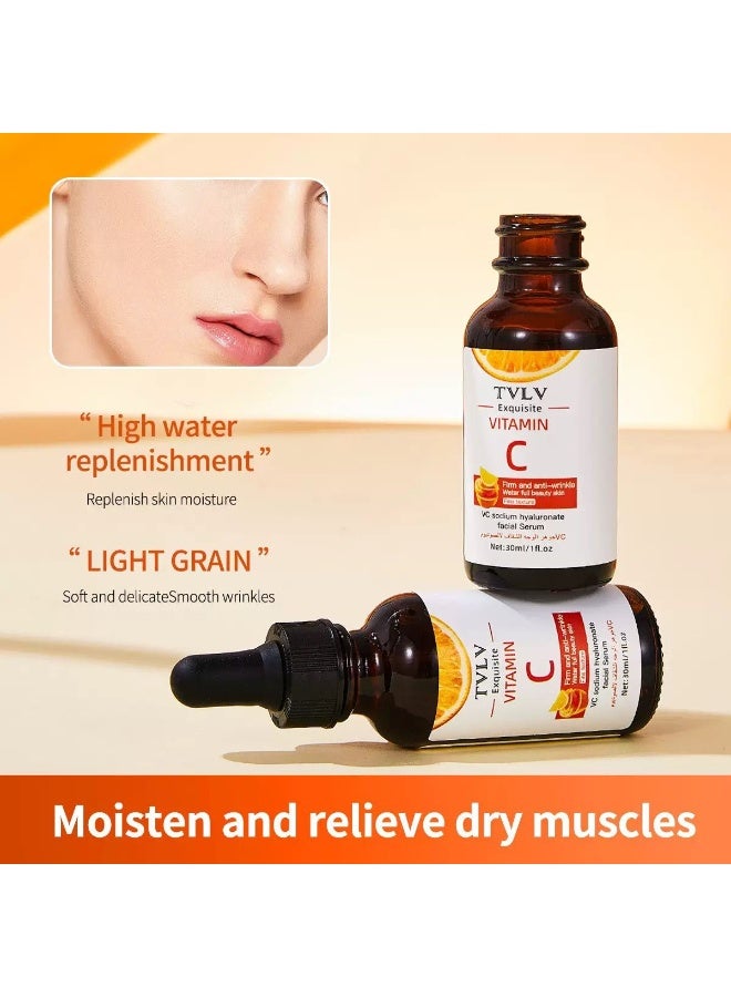 TVLV سيروم فيتامين سي للوجه مع صوديوم هيالورونات - مضاد للتجاعيد وشد وترطيب 30 مل - Image 4