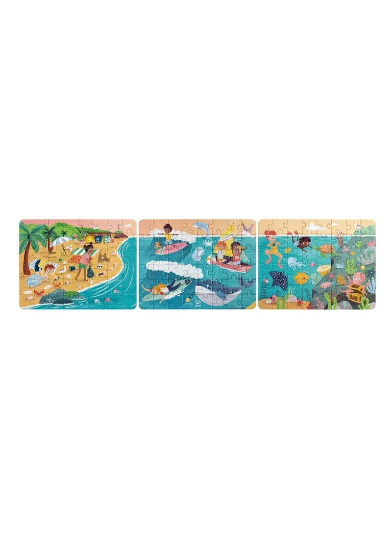 هيب Hape 3-in-1 Ocean Friends | Educational Puzzle for Kids, with Cotton Bag | 78 x 20 cm | 5Y+