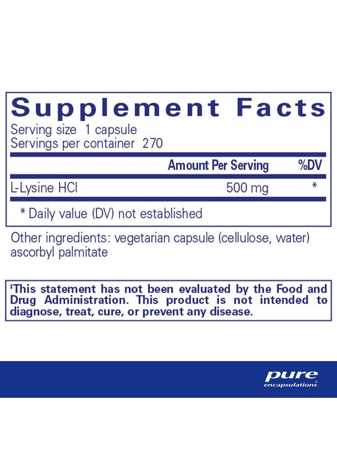 Pure Encapsulations L-Lysine - Essential Amino Acid Supplement for Immune Support & Gum, Lip Health* - with L-Lysine HCl - 270 Capsules - Image 2