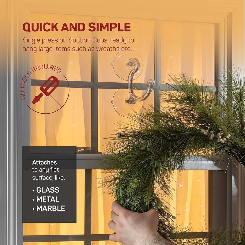 SEWANTA Christmas Wreath Hanger for Glass Front Door - Giant Suction Wreath Hanger, Hang Large or Heavy Wreaths Securely on Glass Doors and Windows up to 20 Lbs - Heavy Duty Wreath Holders - USA Made - Image 3