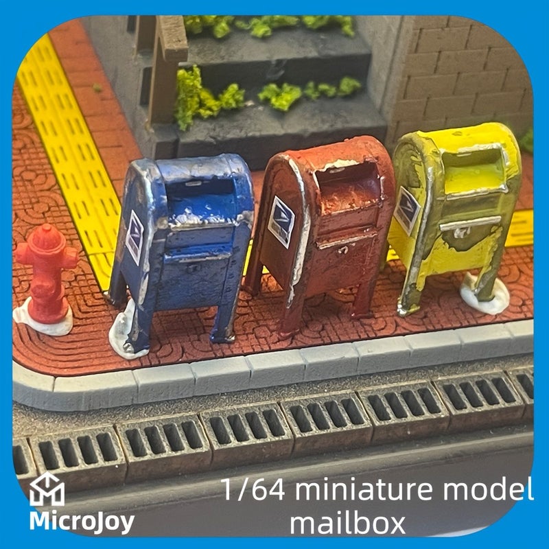 Fine Scene 1 64 Scale Miniature Road Surface with Blue Mailbox Ornament Vehicle Model Scene and Distressed Layout - Image 2
