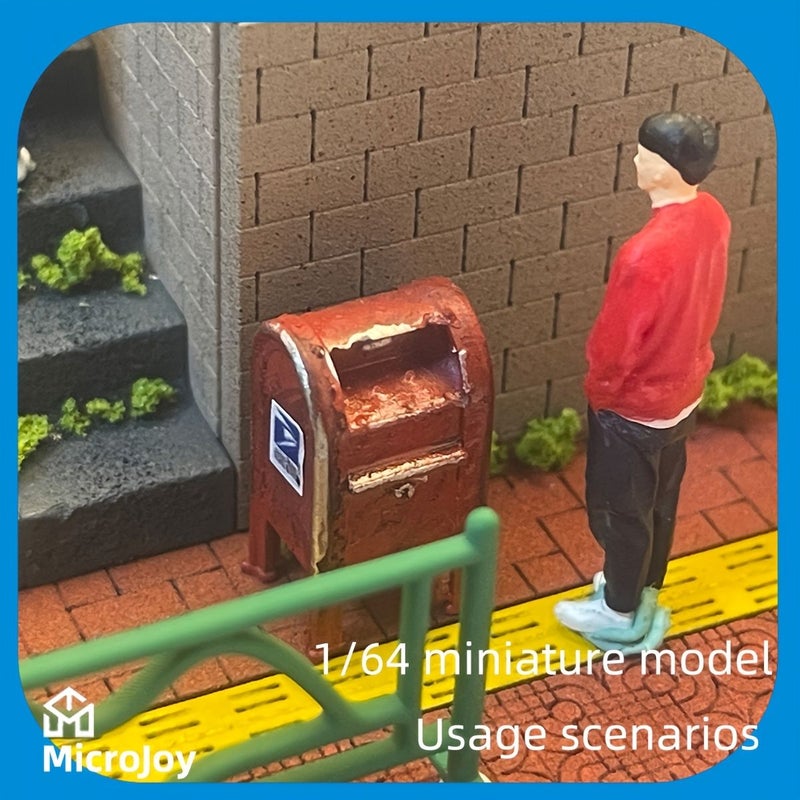Fine Scene 1 64 Scale Miniature Road Surface with Blue Mailbox Ornament Vehicle Model Scene and Distressed Layout - Image 5