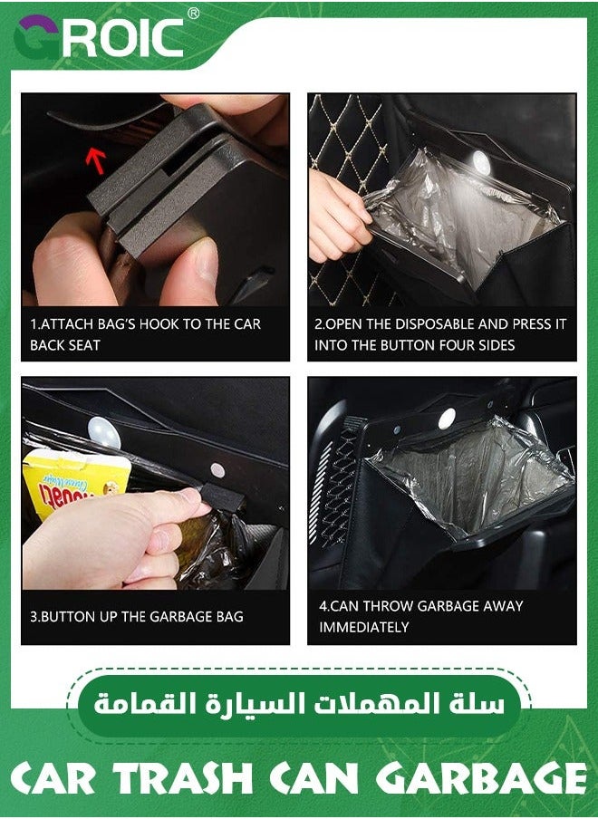 GROIC Black Hanging Car Trash Bag with Smart LED, Magnetic Pouch,Waterproof PU Leather Garbage Can, Multipurpose for Back Seat  - Image 4