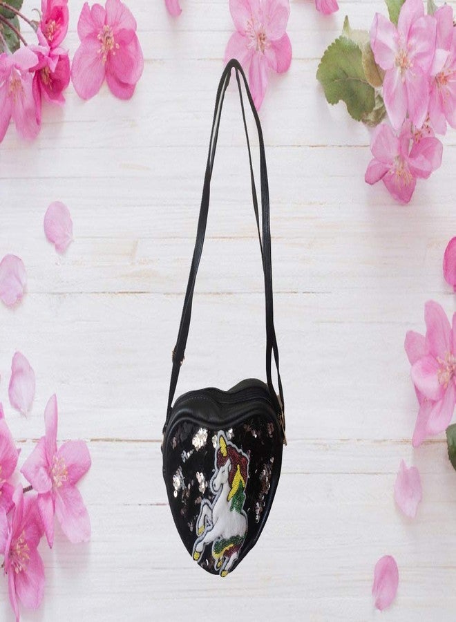 LIGHTER HOUSE� Imported Cutest Cartoon Printed Heart Shape Backpack, Cross Body Bag for Kids Picnic/Outdoor Adventure-Black - Image 4