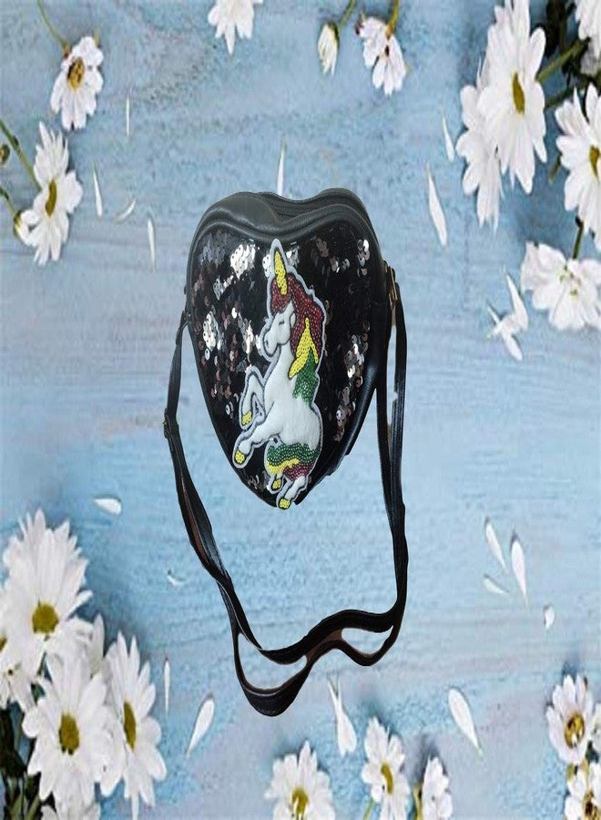 LIGHTER HOUSE� Imported Cutest Cartoon Printed Heart Shape Backpack, Cross Body Bag for Kids Picnic/Outdoor Adventure-Black - Image 5