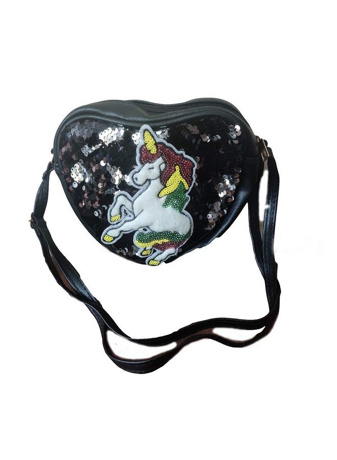 LIGHTER HOUSE� Imported Cutest Cartoon Printed Heart Shape Backpack, Cross Body Bag for Kids Picnic/Outdoor Adventure-Black - Image 3