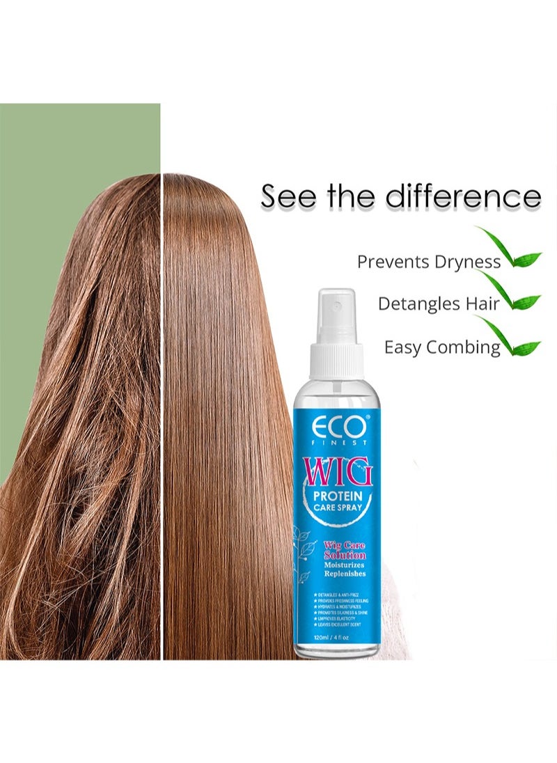ECO finest Wig Protein Care Spray，Wig Care Solution Moisturizes Replenishes，Revitalizes, Refreshes Hair, Cleanses And Extends The Life Of Wigs And Hairpieces（120ml）  - Image 2