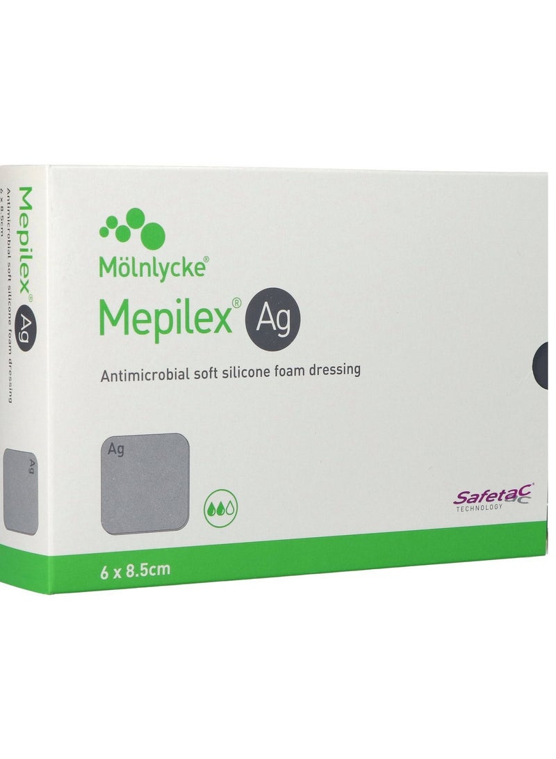 مولنليك 5 ضمادة رغوية مضادة للميكروبات للحروق والجروح التي تفرز إفرازات خفيفة إلى متوسطة مقاس 6×8.5 سم - Image 1