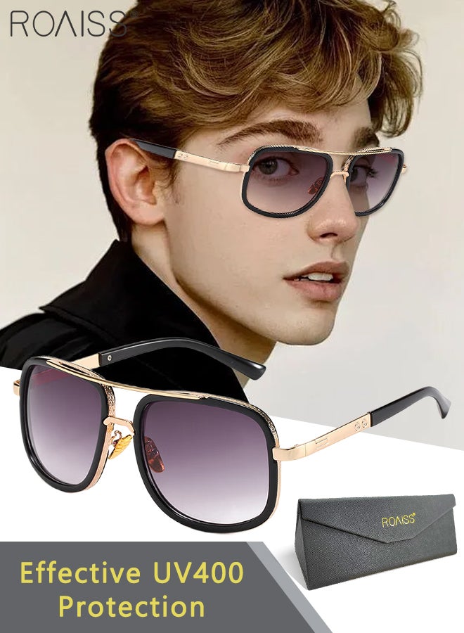 roaiss Men's Driving Square Sunglasses, UV400 Protection Sun Glasses with PC Steel Frame, Fashion Anti-Glare Sun Shades, Suitable for Men Golfing, Fishing, Traveling, 58mm - Image 1