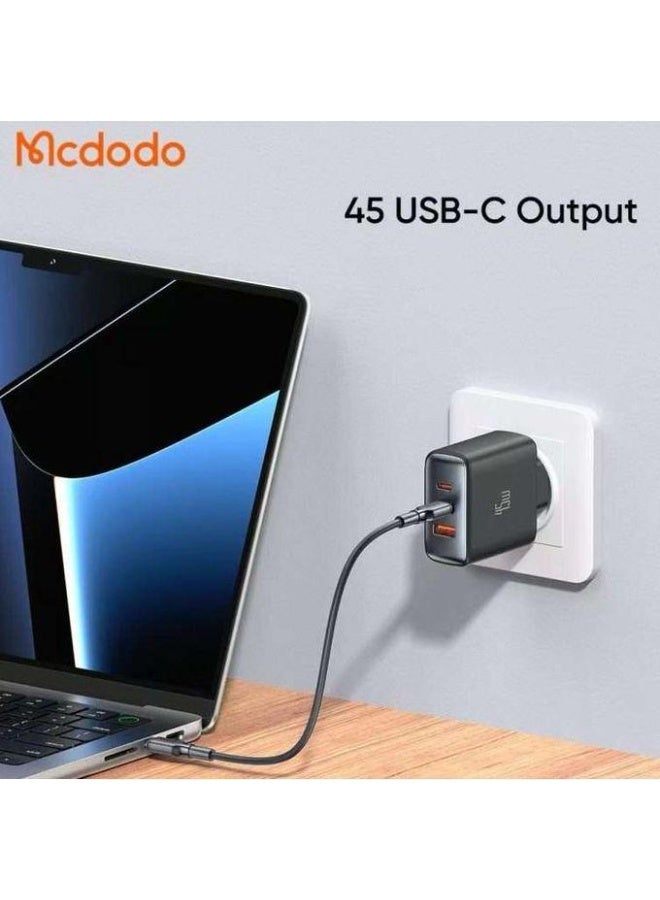 مكدودو شاحن حائط ماكدودو - CH-4861 - سريع، 45 وات، 3 منافذ إخراج، مع كابل من النوع C - أسود - Image 4