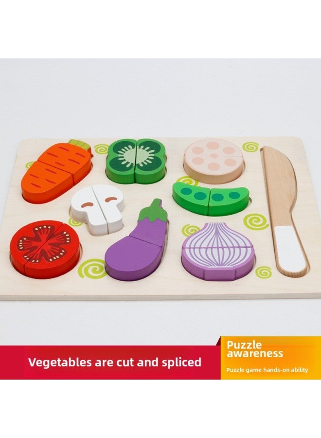 Children's Educational Wooden Magnetic Fruit Cutting Toy Fruit Vegetable Cutting Watching Playhouse Kitchen Toy Cutting-Color:Vegetables Cut To See The Imposition  - Image 1