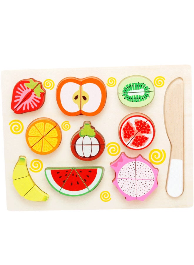 Children's Educational Wooden Magnetic Fruit Cutting Toy Fruit Vegetable Cutting Watching Playhouse Kitchen Toy Cutting-Color:Vegetables Cut To See The Imposition  - Image 5