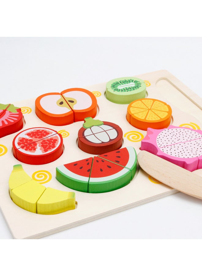 Children's Educational Wooden Magnetic Fruit Cutting Toy Fruit Vegetable Cutting Watching Playhouse Kitchen Toy Cutting-Color:Vegetables Cut To See The Imposition  - Image 2
